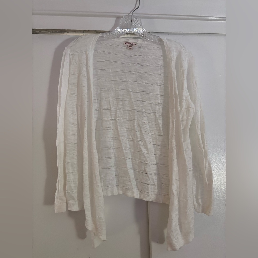 Merona White Open-Front Sweater Medium